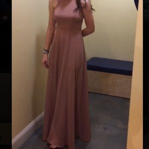 Formal beige backless dress